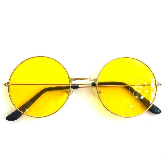 Accessories - ROUND Yellow Lense Gold Rim Retro Style Sunglasses